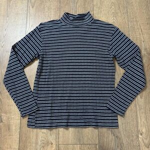 Brooks Brothers Black and White Striped Turtleneck Sweater